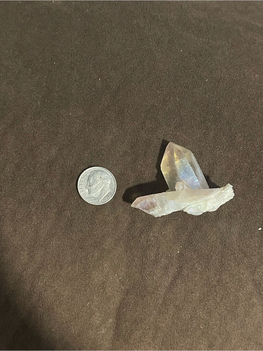 Iridescent Quartz Crystal Cluster - Clear with Rainbow Sheen
